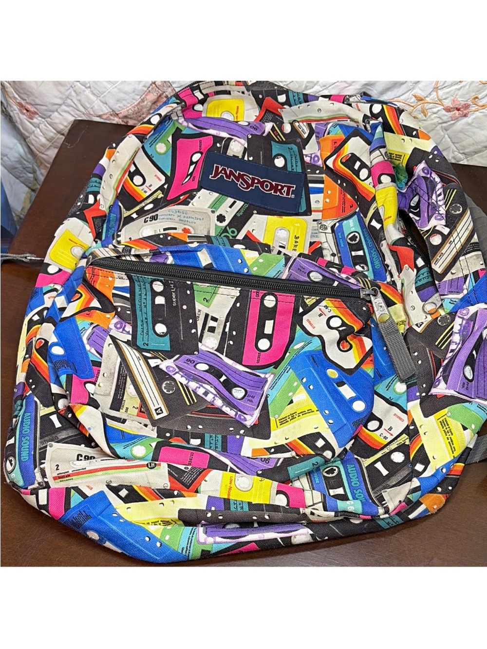 JanSport SuperBreak Backpack Cassette Tape Retro Neon Colorful School Bag